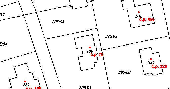 Zdiměřice 75, Jesenice na parcele st. 169 v KÚ Zdiměřice u Prahy, Katastrální mapa
