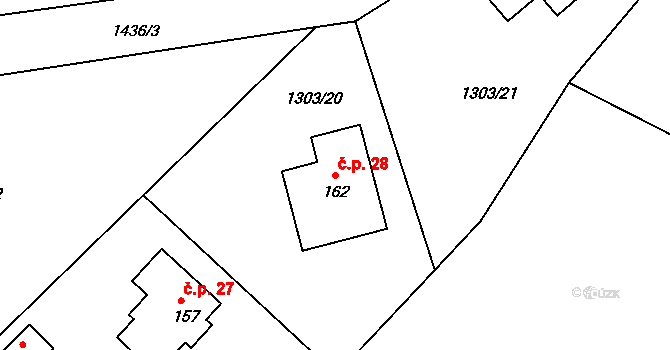 Leptač 28, Chroboly na parcele st. 162 v KÚ Leptač, Katastrální mapa