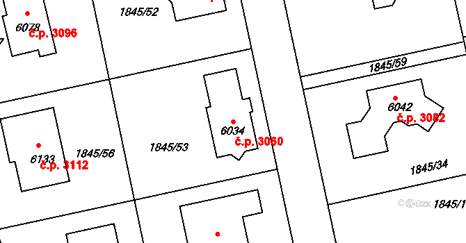 Šumperk 3060 na parcele st. 6034 v KÚ Šumperk, Katastrální mapa