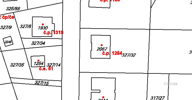 Starý Plzenec 1284 na parcele st. 2067 v KÚ Starý Plzenec, Katastrální mapa