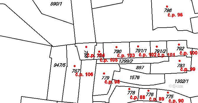 Latrán 105, Český Krumlov na parcele st. 789 v KÚ Český Krumlov, Katastrální mapa