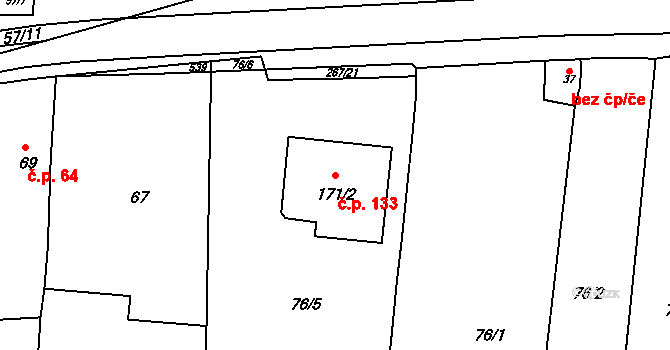 Krchleby 133, Staňkov na parcele st. 171/2 v KÚ Krchleby u Staňkova, Katastrální mapa
