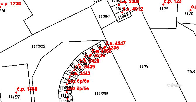 Střekov 4235, Ústí nad Labem na parcele st. 1148/31 v KÚ Střekov, Katastrální mapa