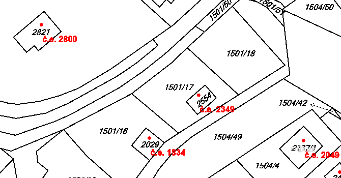 Litice 2349, Plzeň na parcele st. 2554 v KÚ Valcha, Katastrální mapa