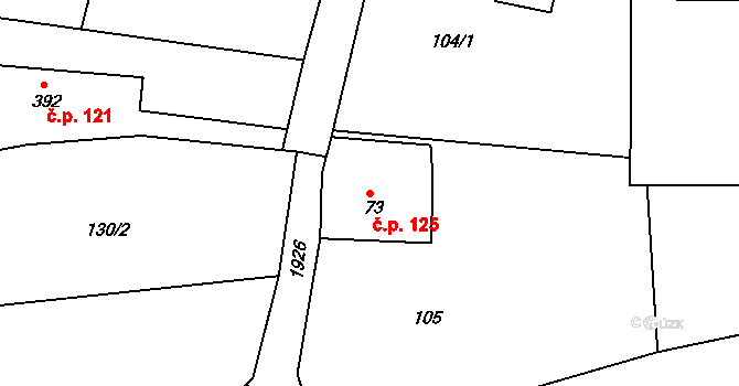 Rumburk 3-Dolní Křečany 125, Rumburk na parcele st. 73 v KÚ Dolní Křečany, Katastrální mapa