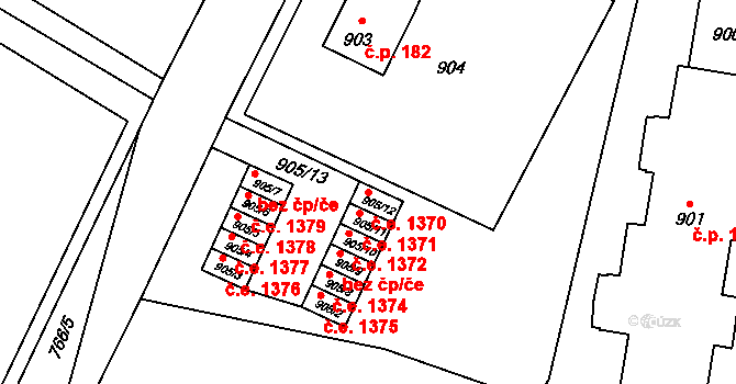 Kopřivnice 1370 na parcele st. 905/12 v KÚ Kopřivnice, Katastrální mapa