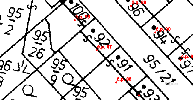 Heřmaň 87 na parcele st. 92 v KÚ Heřmaň, Katastrální mapa