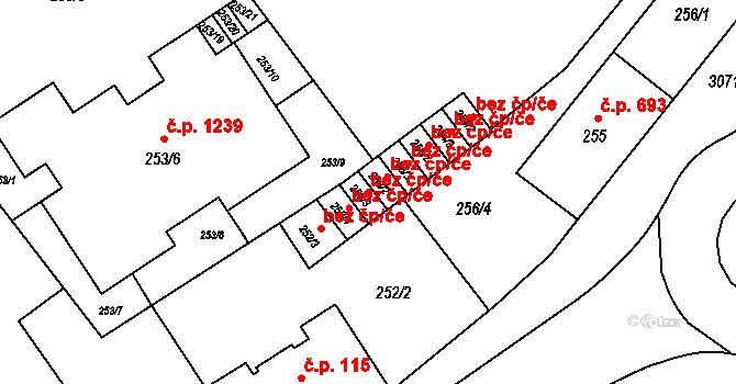Ostrava 38200066 na parcele st. 253/3 v KÚ Svinov, Katastrální mapa