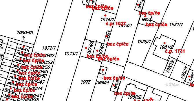 Teplice 39143066 na parcele st. 1974/9 v KÚ Teplice-Trnovany, Katastrální mapa