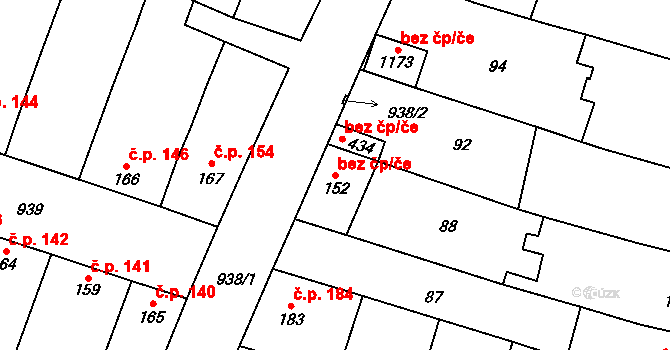 Znojmo 40965066 na parcele st. 152 v KÚ Přímětice, Katastrální mapa