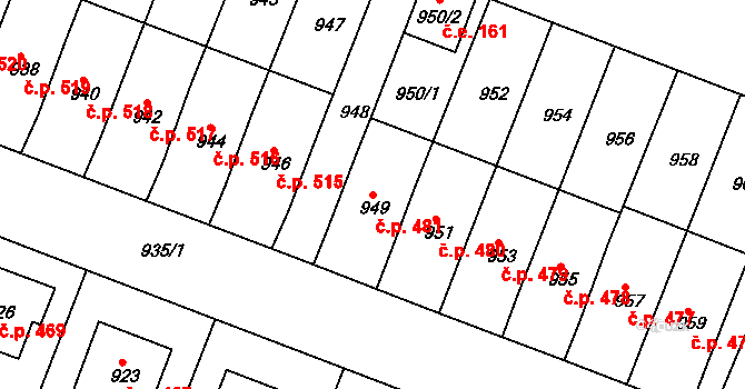Želechovice nad Dřevnicí 481 na parcele st. 949 v KÚ Želechovice nad Dřevnicí, Katastrální mapa