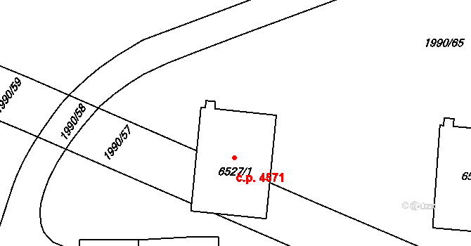 Zlín 4571 na parcele st. 6527/1 v KÚ Zlín, Katastrální mapa