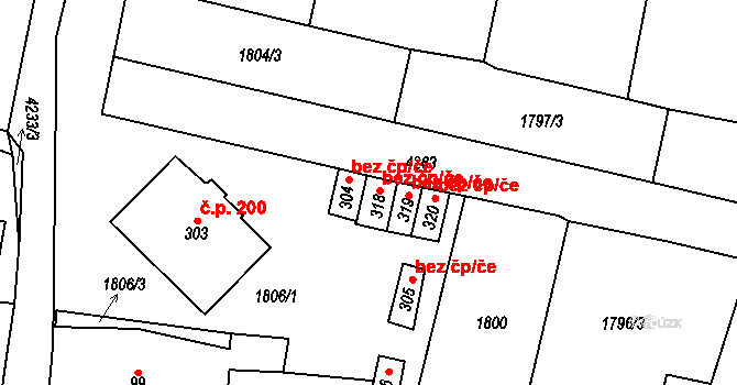 Přehýšov 42591066 na parcele st. 318 v KÚ Přehýšov, Katastrální mapa