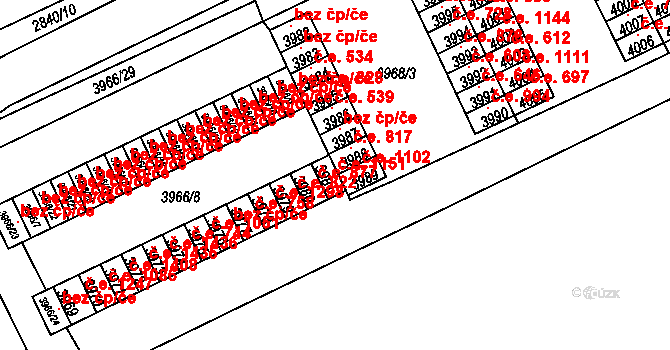 Chomutov 43169066 na parcele st. 3981 v KÚ Chomutov I, Katastrální mapa