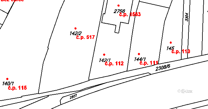 Kateřinky 112, Opava na parcele st. 142/1 v KÚ Kateřinky u Opavy, Katastrální mapa
