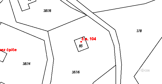 Lípa 104, Merklín na parcele st. 85 v KÚ Lípa, Katastrální mapa