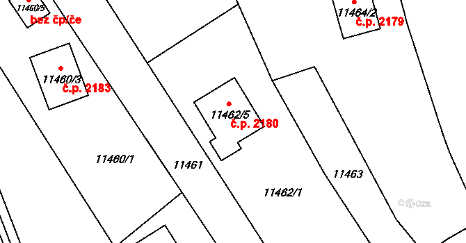 Vsetín 2180 na parcele st. 11462/5 v KÚ Vsetín, Katastrální mapa