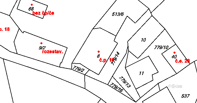 Branišov 16, Zdíkov na parcele st. 8 v KÚ Branišov u Zdíkovce, Katastrální mapa
