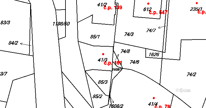 Mořkov 161 na parcele st. 41/3 v KÚ Mořkov, Katastrální mapa