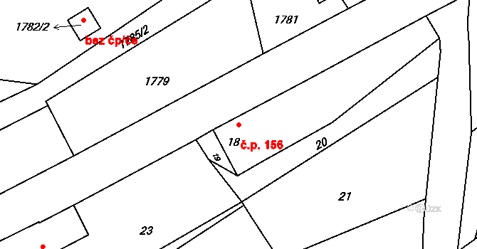 Suchdol nad Odrou 156 na parcele st. 18 v KÚ Suchdol nad Odrou, Katastrální mapa