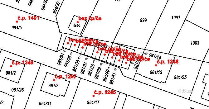 Benešov 87721066 na parcele st. 981/39 v KÚ Benešov u Prahy, Katastrální mapa