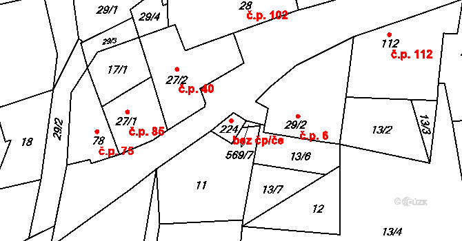 Ctiněves 89613066 na parcele st. 224 v KÚ Ctiněves, Katastrální mapa