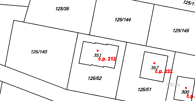 Hradešín 212 na parcele st. 351 v KÚ Hradešín, Katastrální mapa