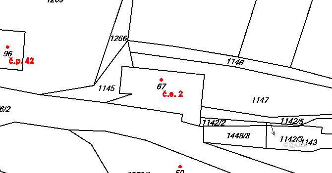 Čečovice 2, Čížkov na parcele st. 67 v KÚ Čečovice, Katastrální mapa