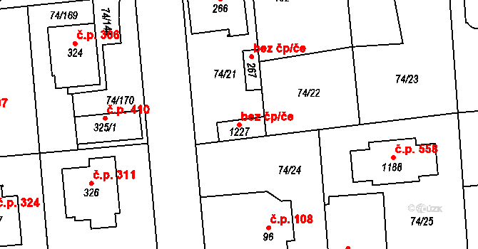 Hovorčovice 93448066 na parcele st. 1227 v KÚ Hovorčovice, Katastrální mapa