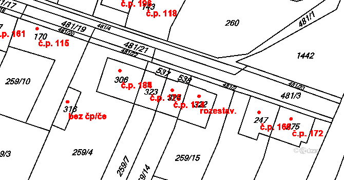 Žopy 174, Holešov na parcele st. 324 v KÚ Žopy, Katastrální mapa