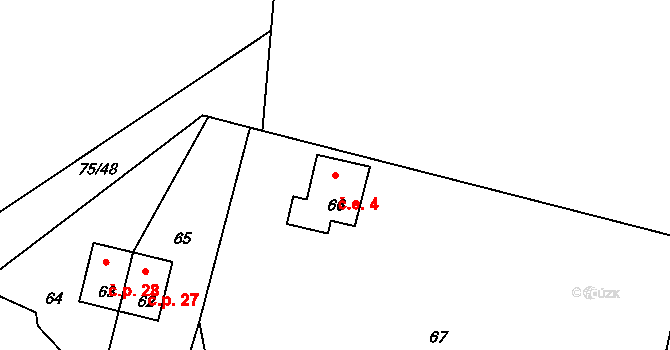 Dojetřice 4, Sázava na parcele st. 66 v KÚ Dojetřice, Katastrální mapa