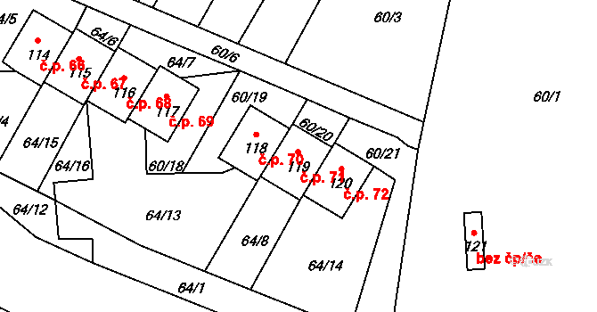 Žalmanov 71, Stružná na parcele st. 119 v KÚ Žalmanov, Katastrální mapa