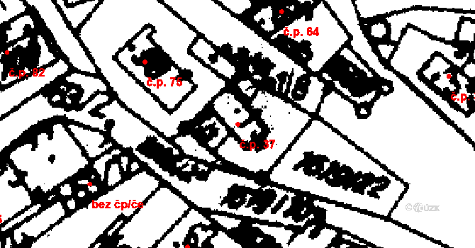 Jakubov 37, Vojkovice na parcele st. 1 v KÚ Jakubov, Katastrální mapa