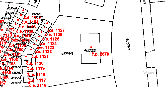 Jihlava 2678 na parcele st. 4660/2 v KÚ Jihlava, Katastrální mapa