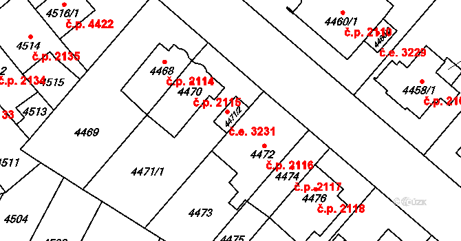 Jihlava 3231 na parcele st. 4471/2 v KÚ Jihlava, Katastrální mapa