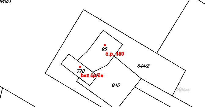 Lučina 150 na parcele st. 95 v KÚ Lučina, Katastrální mapa