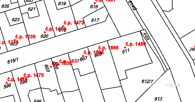 Kročehlavy 1566, Kladno na parcele st. 609 v KÚ Kročehlavy, Katastrální mapa