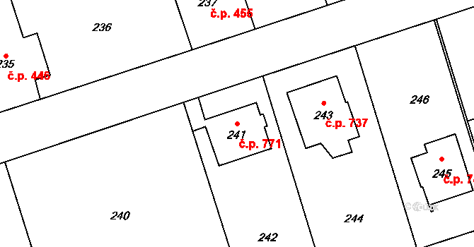 Libušín 771 na parcele st. 241 v KÚ Libušín, Katastrální mapa