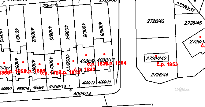 Tachov 1854 na parcele st. 4006/17 v KÚ Tachov, Katastrální mapa