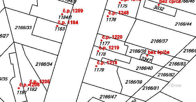 Lysá nad Labem 1219 na parcele st. 1178 v KÚ Lysá nad Labem, Katastrální mapa