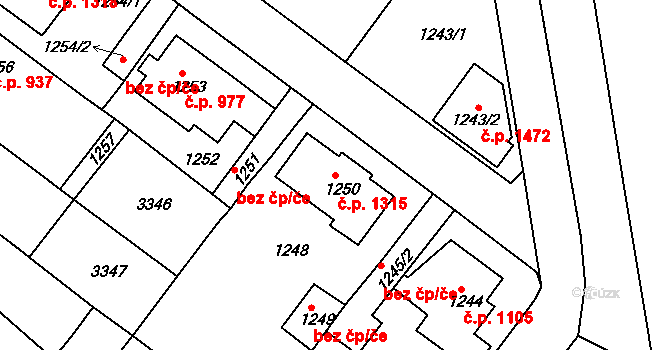 Duchcov 1315 na parcele st. 1250 v KÚ Duchcov, Katastrální mapa