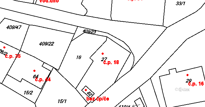 Kornice 18, Litomyšl na parcele st. 27 v KÚ Kornice, Katastrální mapa