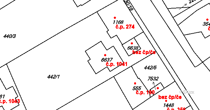 Chrudim II 1041, Chrudim na parcele st. 6637 v KÚ Chrudim, Katastrální mapa