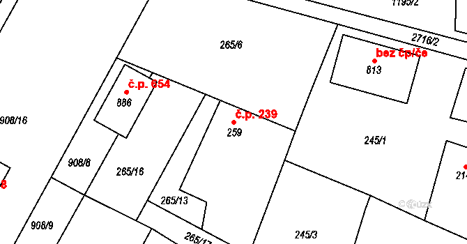 Černilov 239 na parcele st. 259 v KÚ Černilov, Katastrální mapa