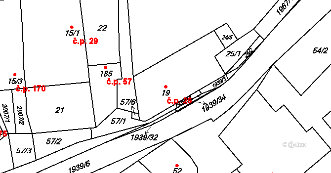 Kunovice 26 na parcele st. 19 v KÚ Kunovice, Katastrální mapa