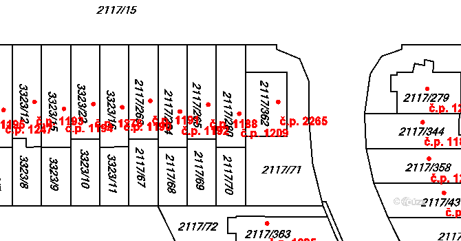 Chodov 1209, Praha na parcele st. 2117/280 v KÚ Chodov, Katastrální mapa