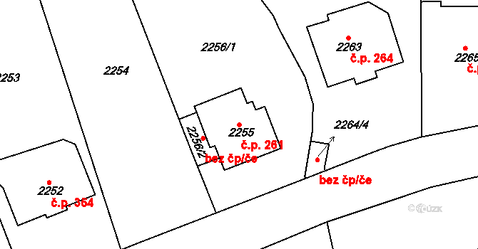 Dejvice 261, Praha na parcele st. 2255 v KÚ Dejvice, Katastrální mapa