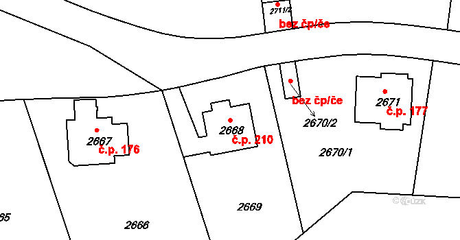Liberec V-Kristiánov 210, Liberec na parcele st. 2668 v KÚ Liberec, Katastrální mapa