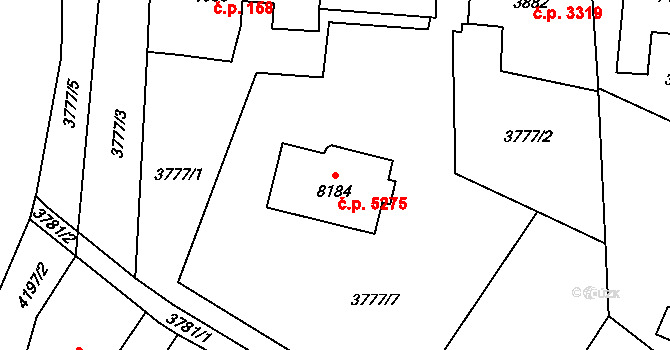 Zlín 5275 na parcele st. 8184 v KÚ Zlín, Katastrální mapa