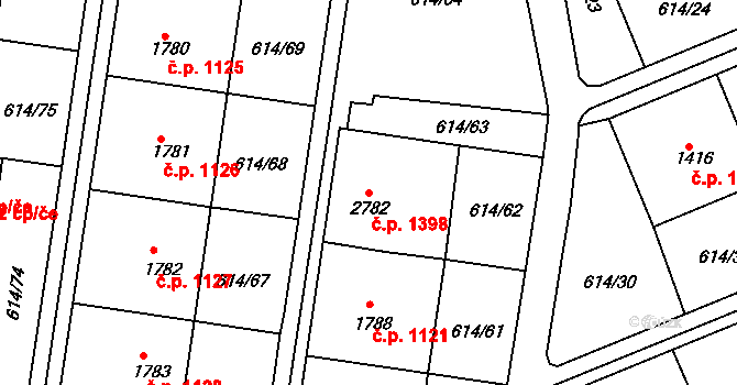 Neratovice 1398 na parcele st. 2782 v KÚ Neratovice, Katastrální mapa